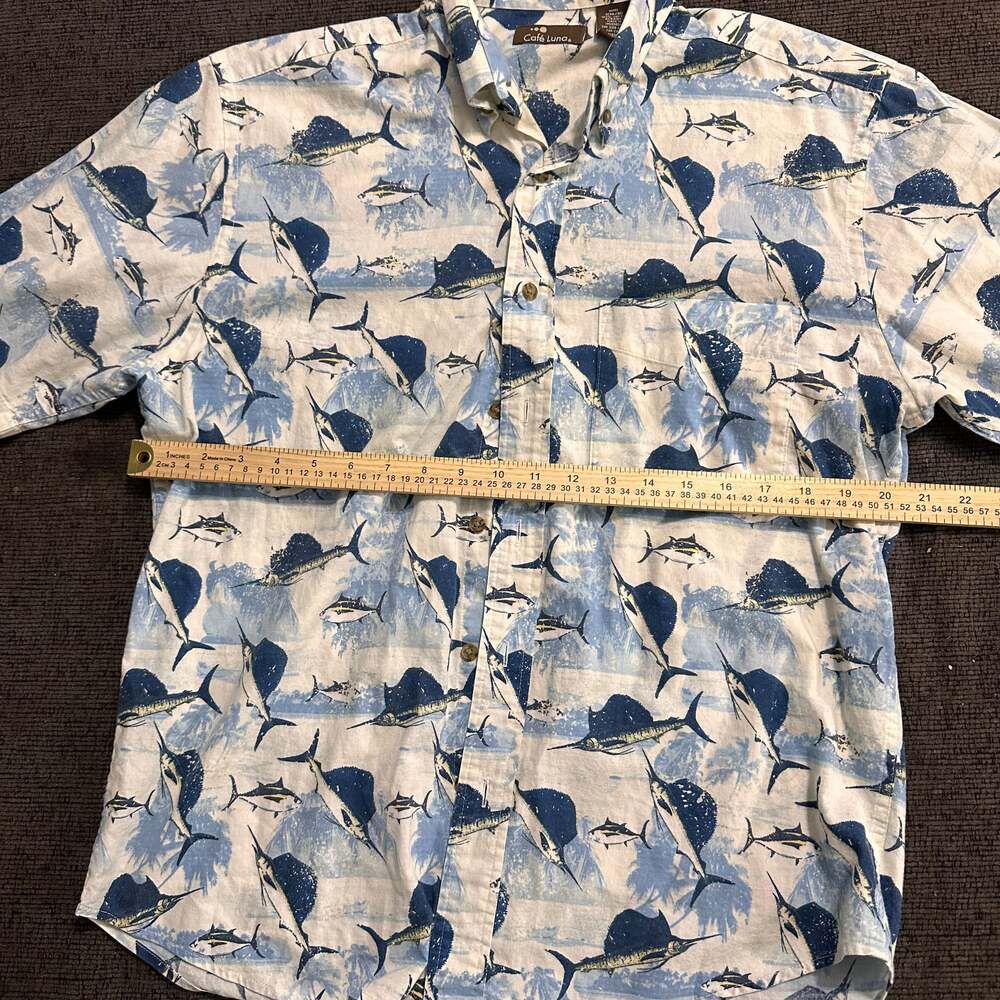 Cafe Luna Men's Tropical Fish Button Down Shirt - Picture 6 of 7